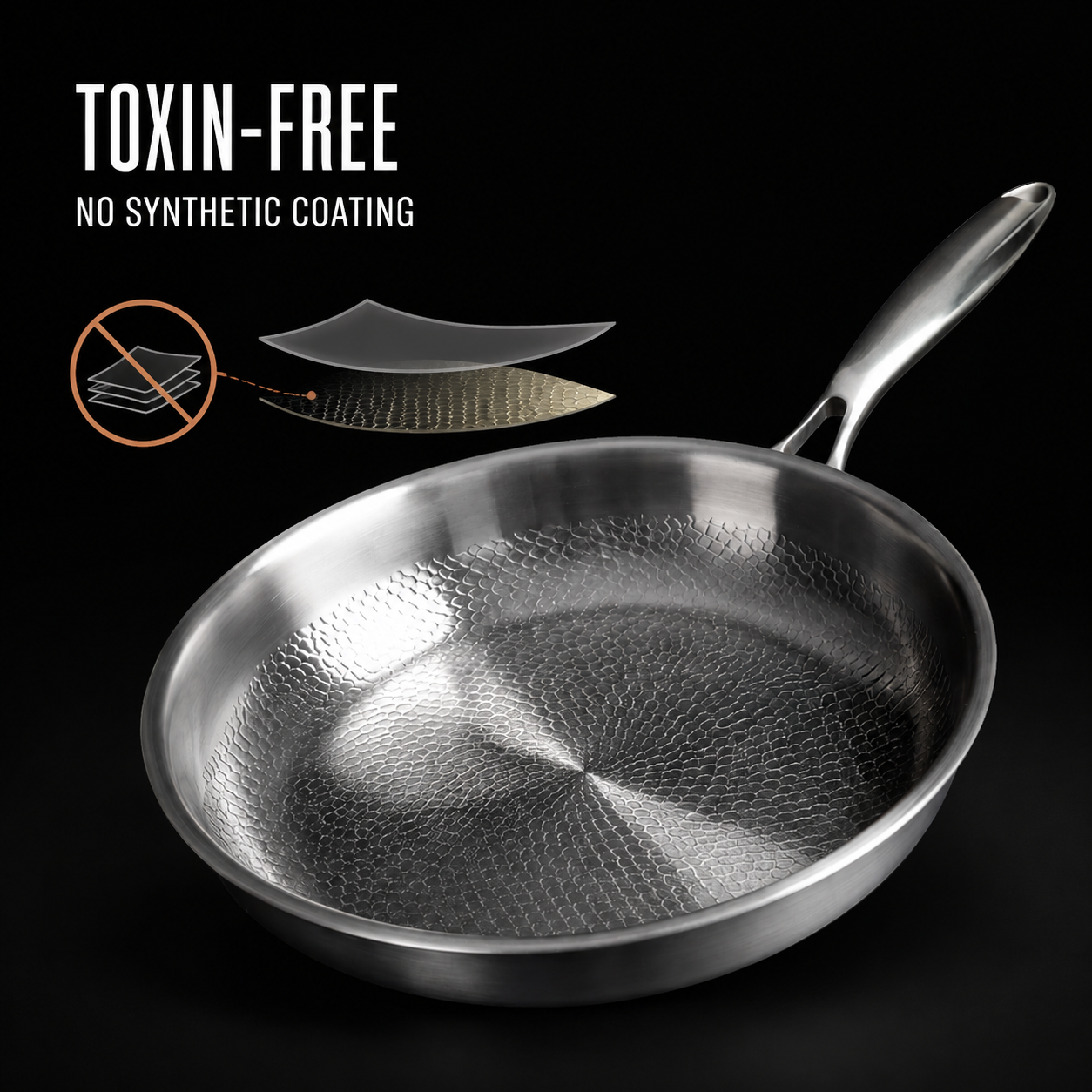 Pure titanium hammered pan
