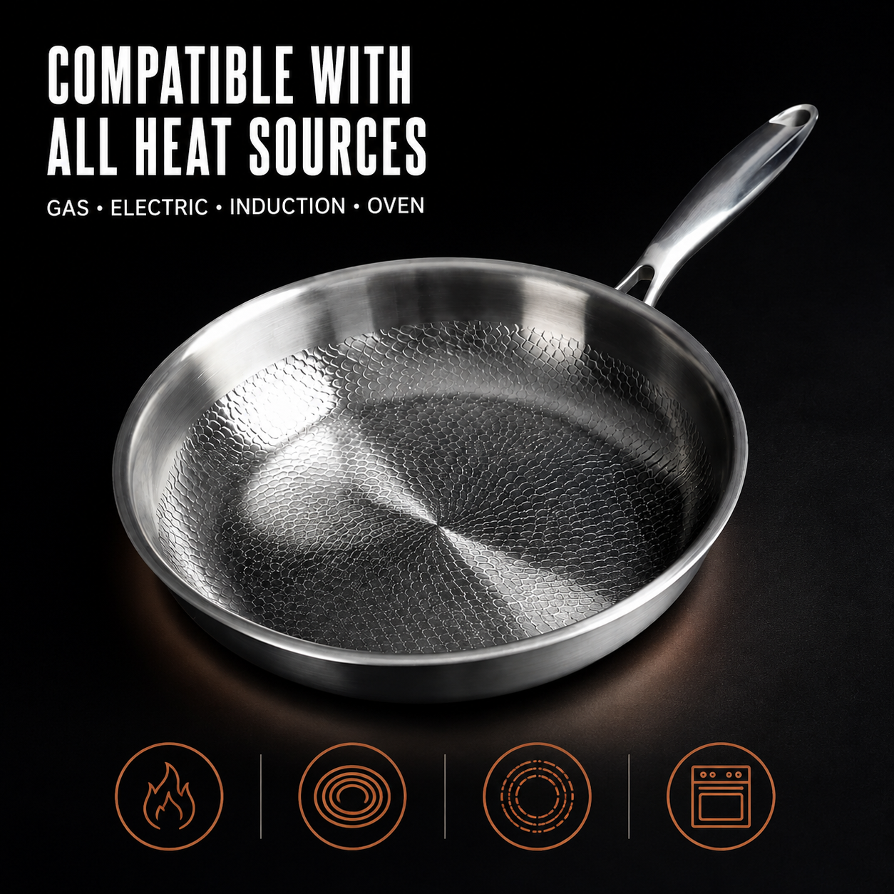 Pure titanium hammered pan